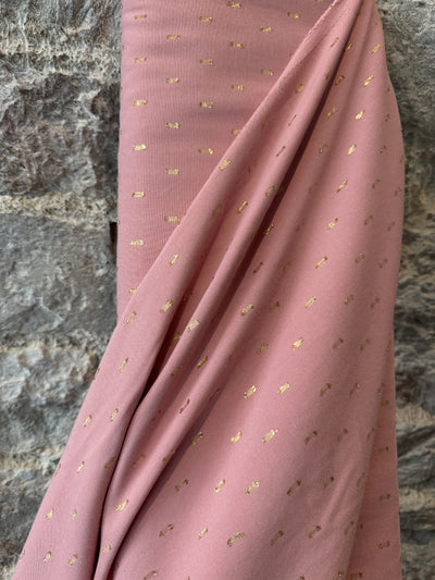 Lurex Sparkle Dashes Viscose Blush Pink Fabric