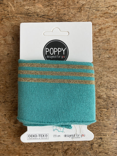 Mint & Gold Lurex Ribbing by Poppy