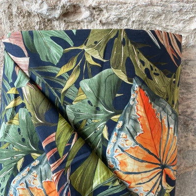 Tropical Leaf Print Midnight Cotton By Lady McElroy