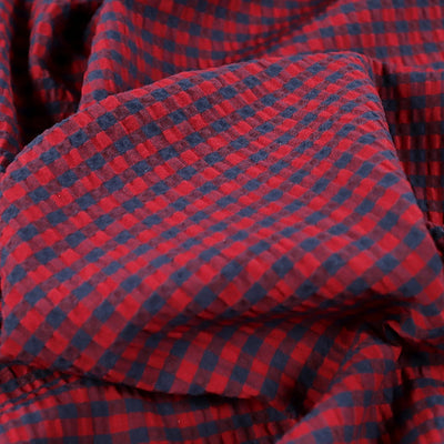 Claret & Navy Rowan Gingham Seersucker By Fabric Godmother 