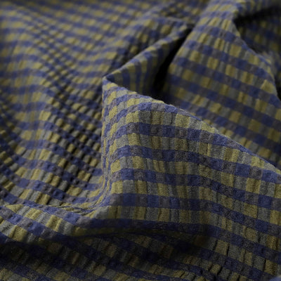 Moss & Navy Rowan Gingham Seersucker By Fabric Godmother 