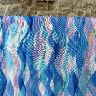 Chroma Blue Waves Rayon Fabric by Dashwood Studios