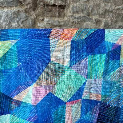 Chroma Diamonds Blue Rayon Fabric by Dashwood Studios