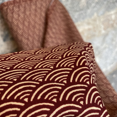 Wave Print Dark Red Japanese Cotton